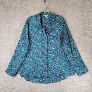 Sundance Floral Cotton Blouse Womens PXL Petite Boho Chic Artsy Button Up